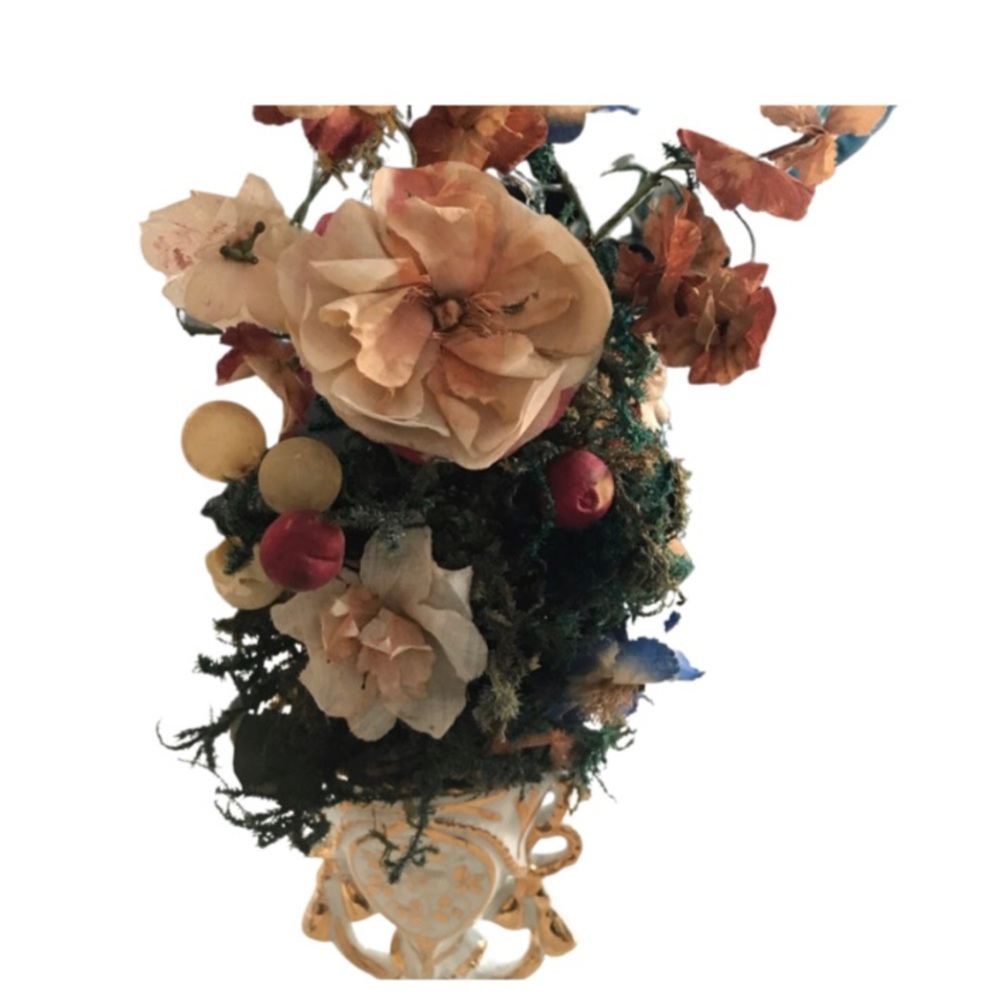 Antique French Wedding Vase Faux Florals